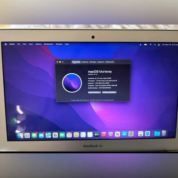 MacBook Air 11in. (Early 2015) model A1465